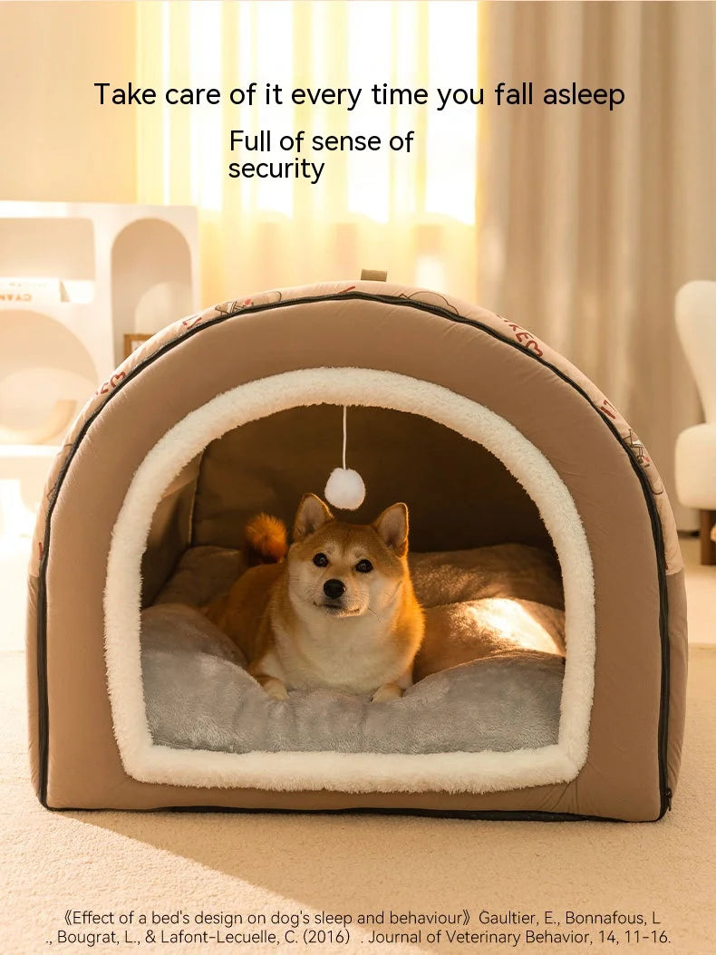 Warm Washable Dog House Winter Bed