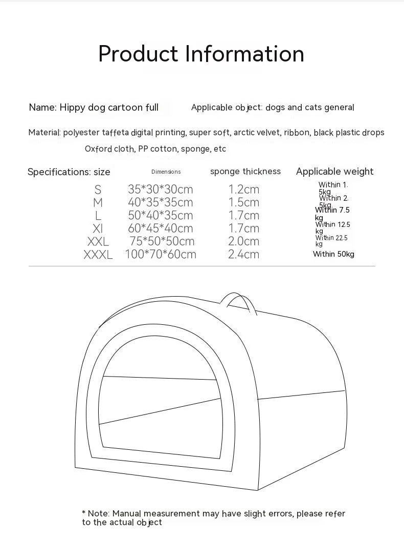 Warm Washable Dog House Winter Bed