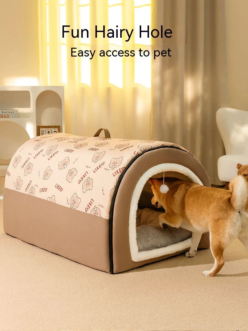 Warm Washable Dog House Winter Bed