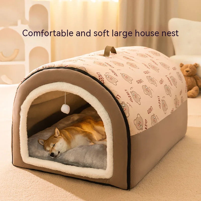 Warm Washable Dog House Winter Bed