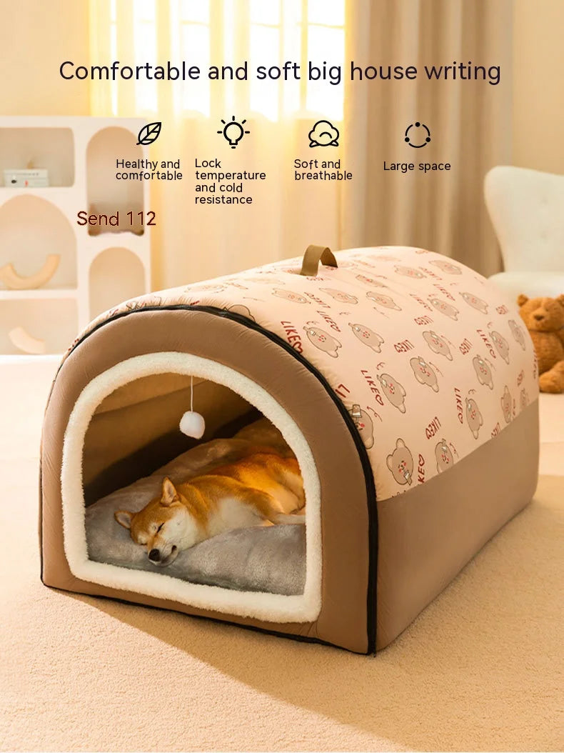 Warm Washable Dog House Winter Bed